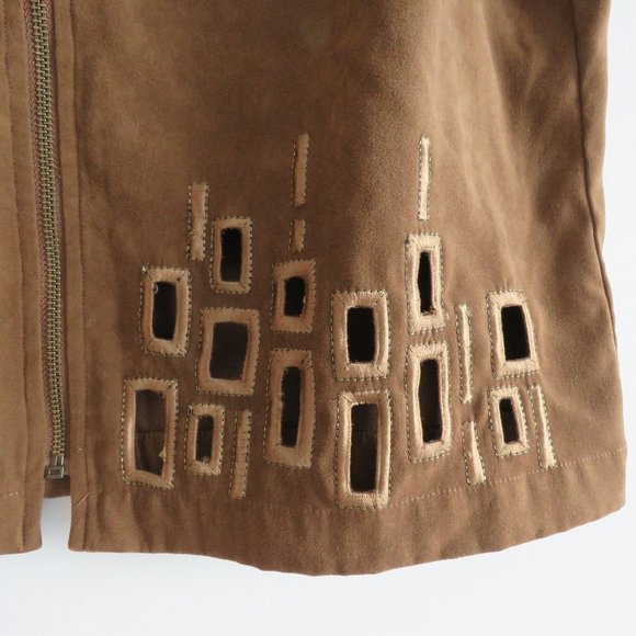 BOB MACKIE Wearable Art Tile Cut Out Mole Skin Zip Front Jacket - Size M - Picture 8 of 14